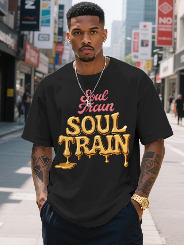 Men's Soul Train Funny Art Print Cotton Casual T-Shirt-Styleame
