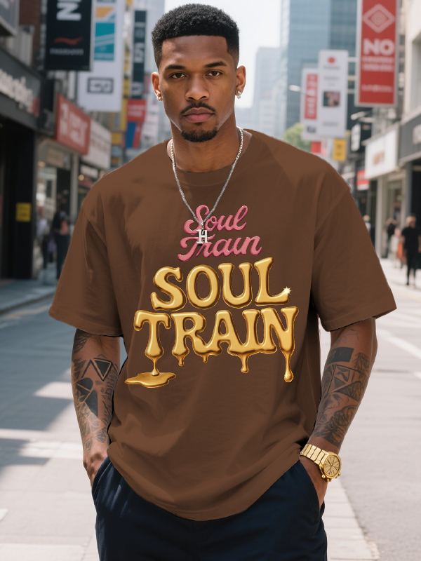 Men's Soul Train Funny Art Print Cotton Casual T-Shirt-Styleame