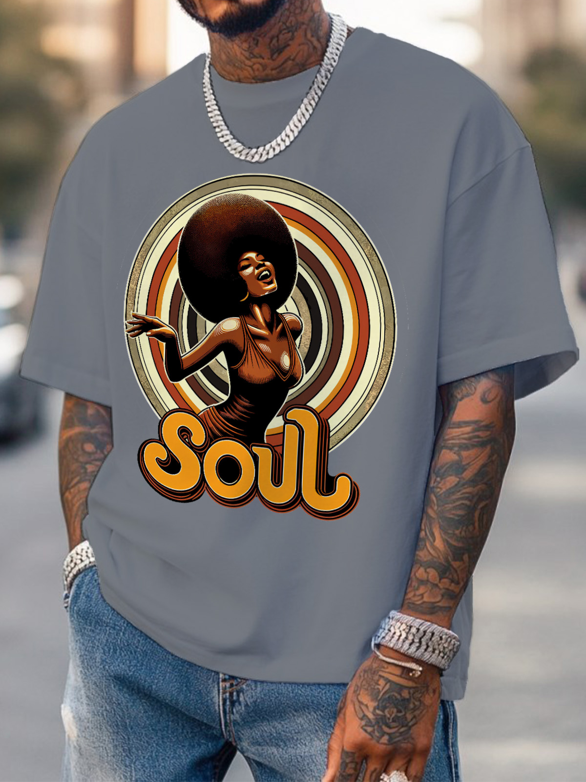 Men's Soul Music Graphic Cotton Casual T-Shirt
