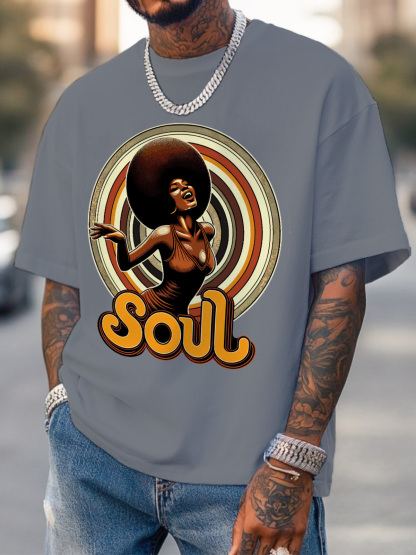 Men's Soul Music Graphic Cotton Casual T-Shirt
