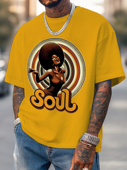 Men's Soul Music Graphic Cotton Casual T-Shirt