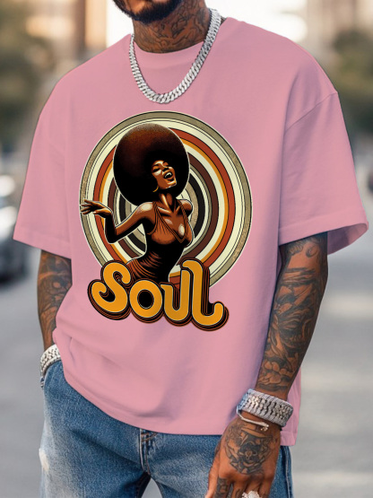 Men's Soul Music Graphic Cotton Casual T-Shirt
