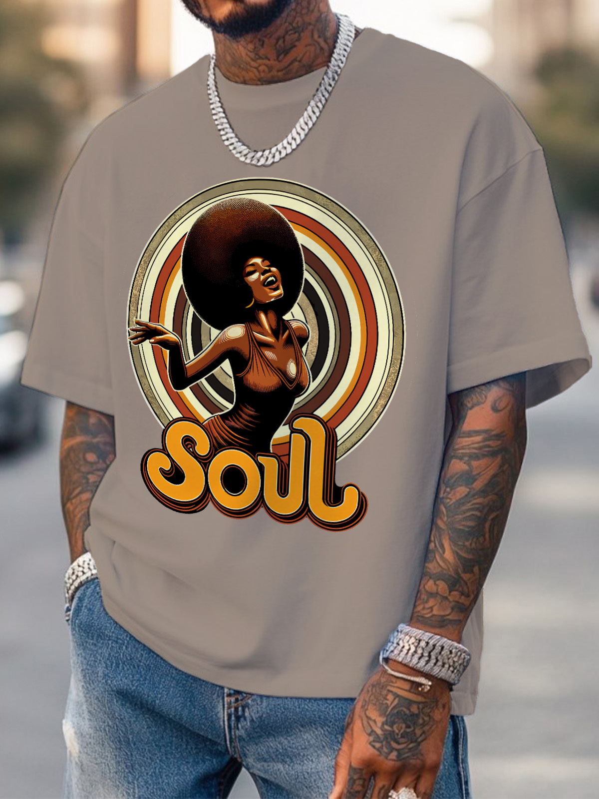 Men's Soul Music Graphic Cotton Casual T-Shirt