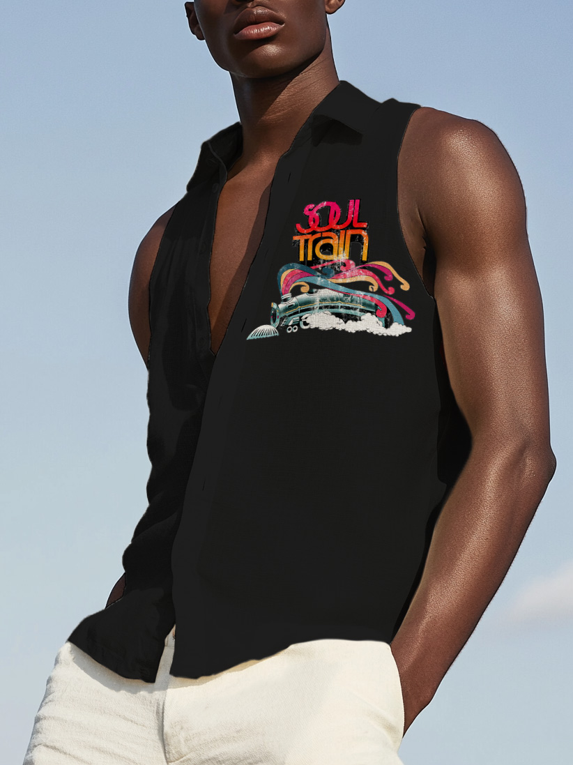 Men's Soul Train Art Print Sleeveless Shirt-Styleame