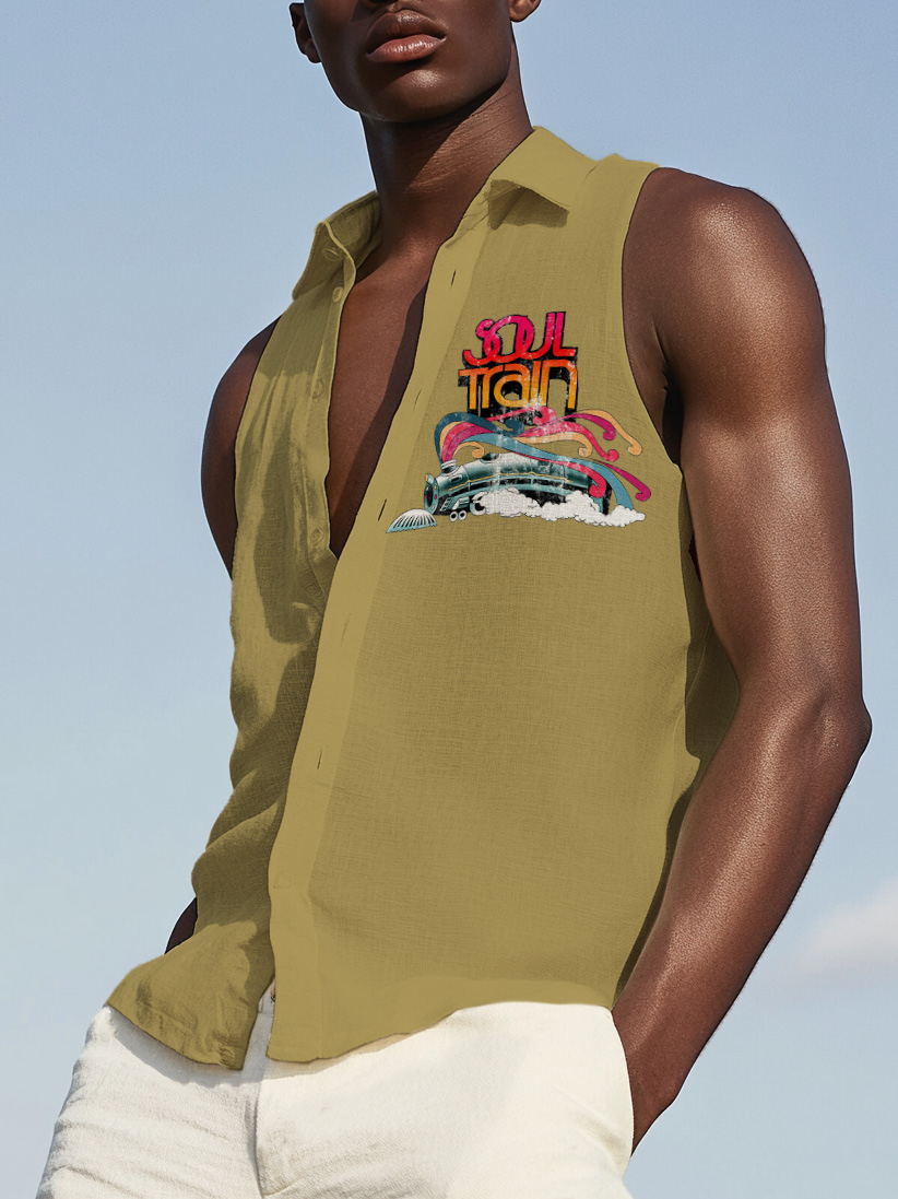Men's Soul Train Art Print Sleeveless Shirt-Styleame