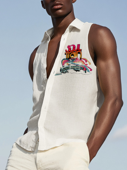 Men's Soul Train Art Print Sleeveless Shirt-Styleame