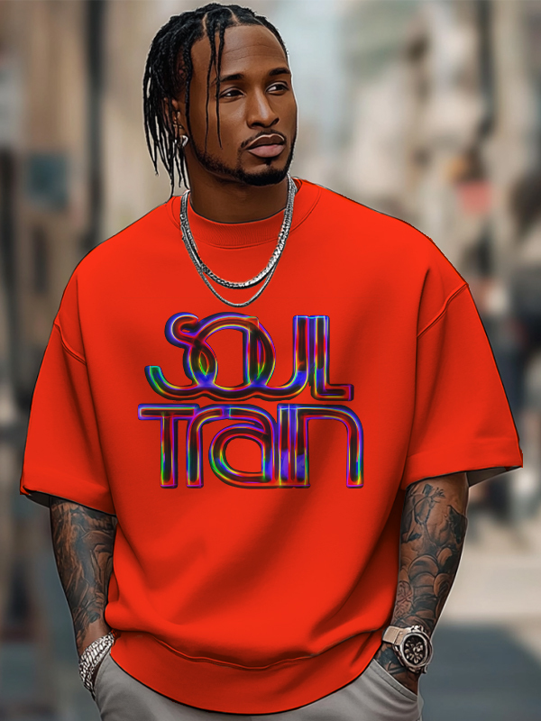 Men's Soul Train Print 100% Cotton Casual T-Shirt