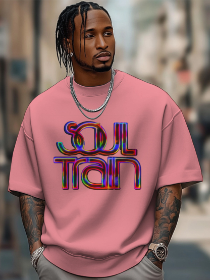 Men's Soul Train Print 100% Cotton Casual T-Shirt