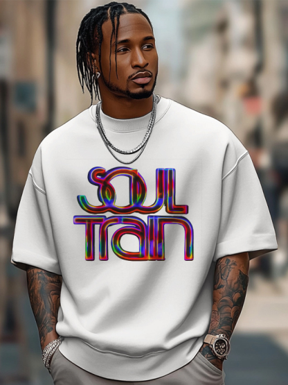 Men's Soul Train Print 100% Cotton Casual T-Shirt
