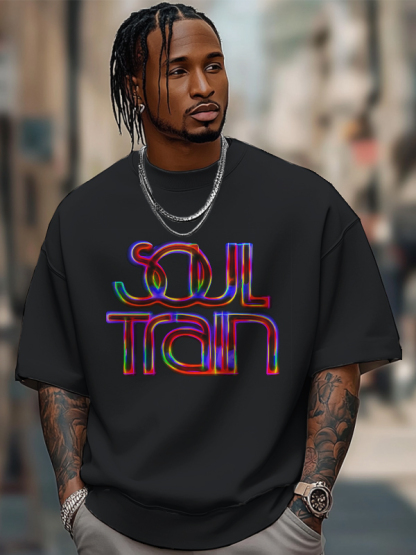 Men's Soul Train Print 100% Cotton Casual T-Shirt