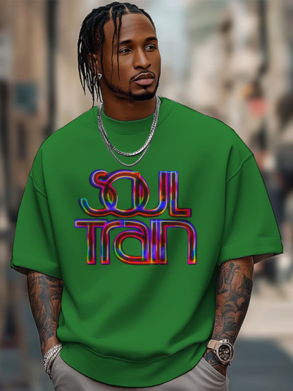 Men's Soul Train Print 100% Cotton Casual T-Shirt