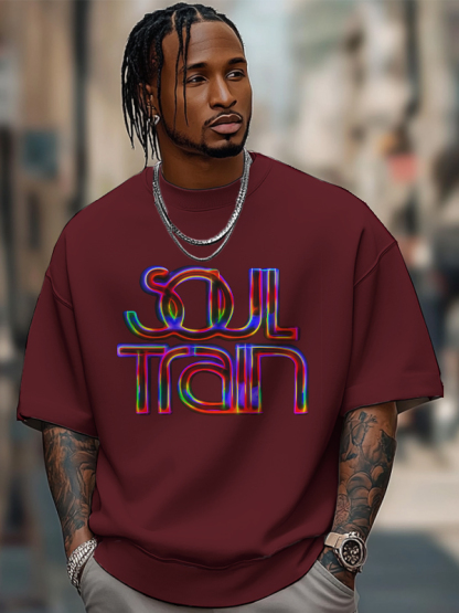 Men's Soul Train Print 100% Cotton Casual T-Shirt