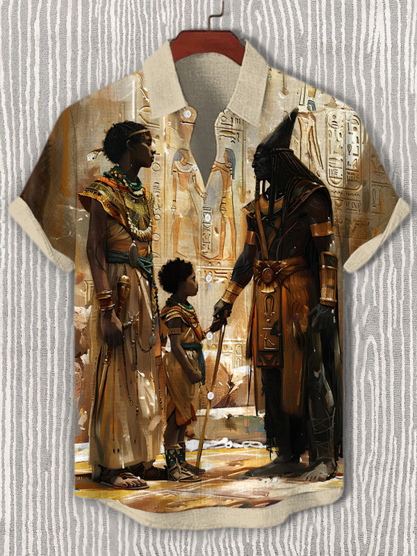 Men's Egypt The Black Chief And Their Sons Art Print Short Sleeve Shirt-Styleame