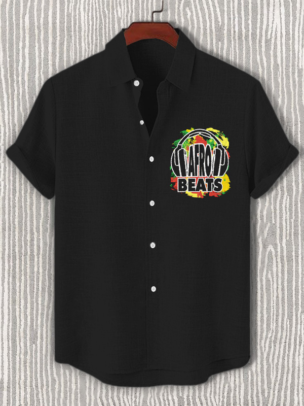 Men's Afro Beats Jazz Art Print Short Sleeve Shirt-Styleame