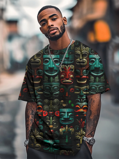 Men's African Masks Art Print T-Shirt-Styleame