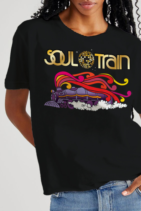 Women's Soul Train Music Print Cotton Casual T-Shirt-Styleame