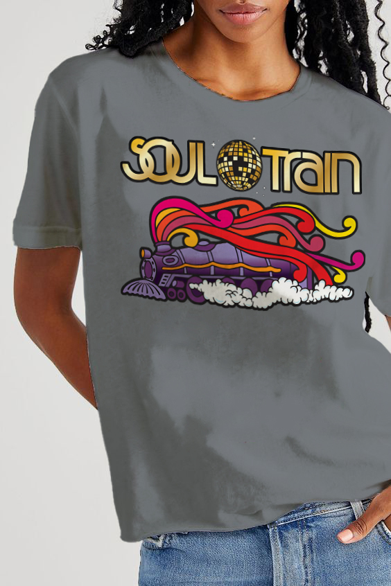 Women's Soul Train Music Print Cotton Casual T-Shirt-Styleame