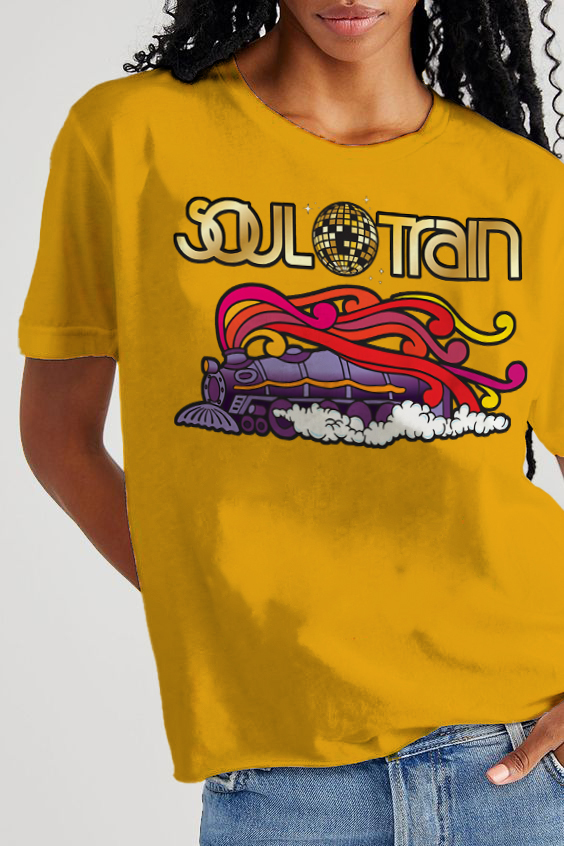 Women's Soul Train Music Print Cotton Casual T-Shirt-Styleame