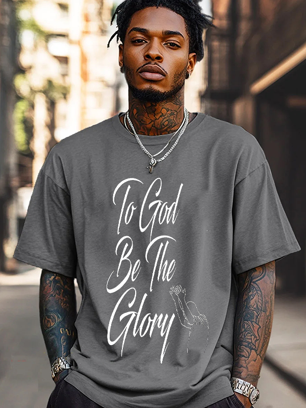 Men's To God Be The Glory Print Cotton Casual T-Shirt-Styleame