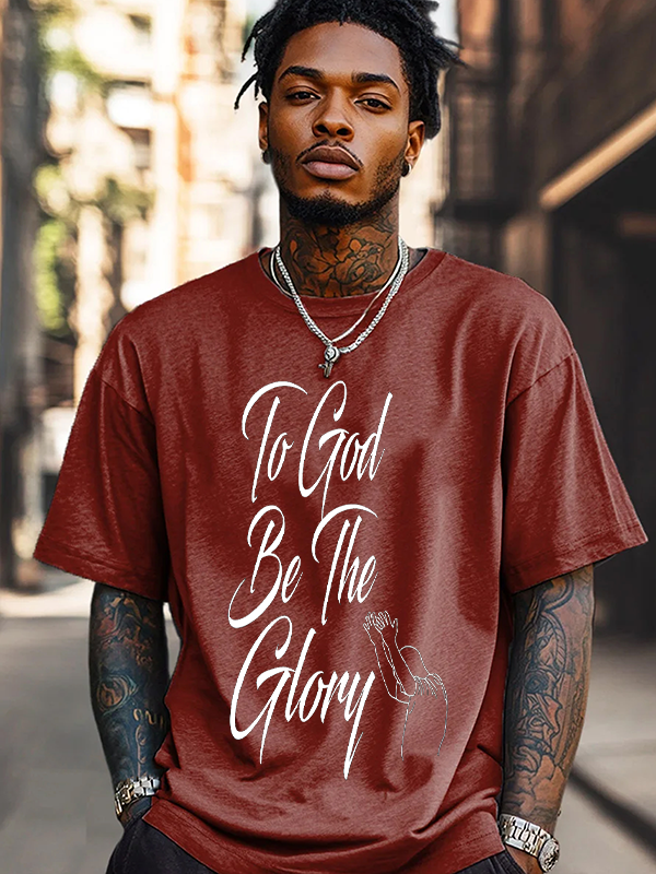Men's To God Be The Glory Print Cotton Casual T-Shirt-Styleame