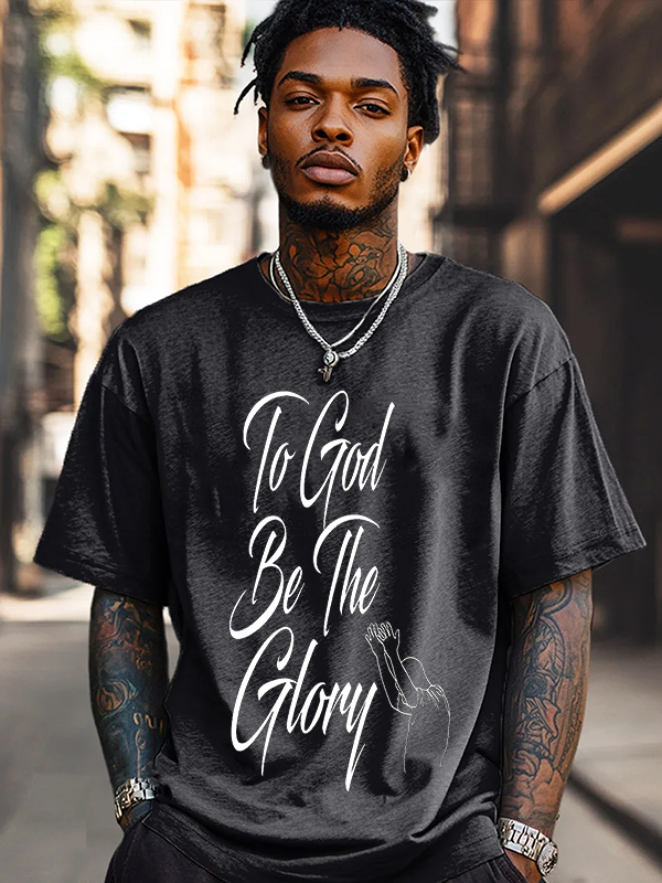 Men's To God Be The Glory Print Cotton Casual T-Shirt-Styleame
