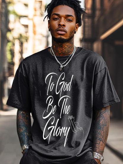 Men's To God Be The Glory Print Cotton Casual T-Shirt-Styleame