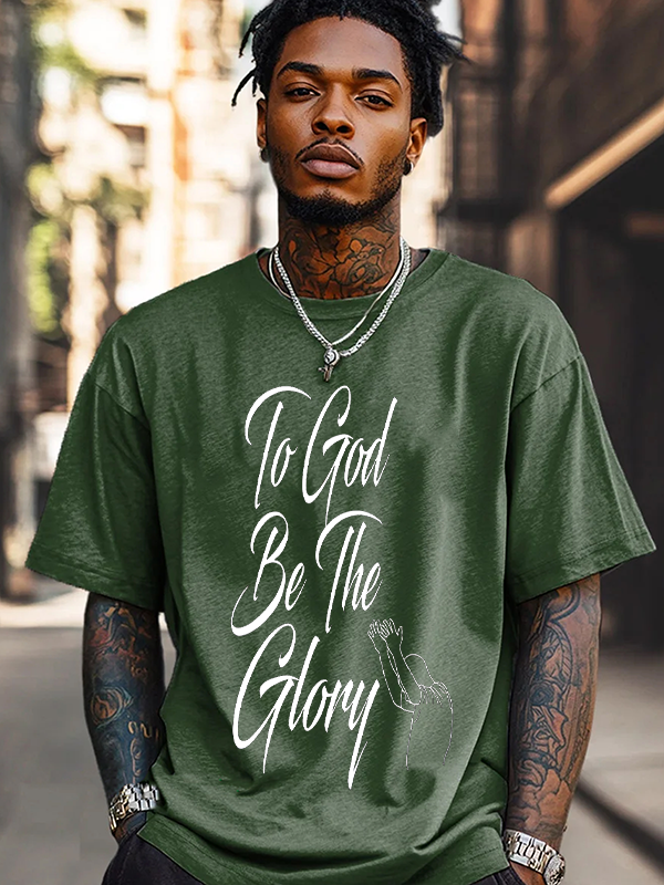 Men's To God Be The Glory Print Cotton Casual T-Shirt-Styleame