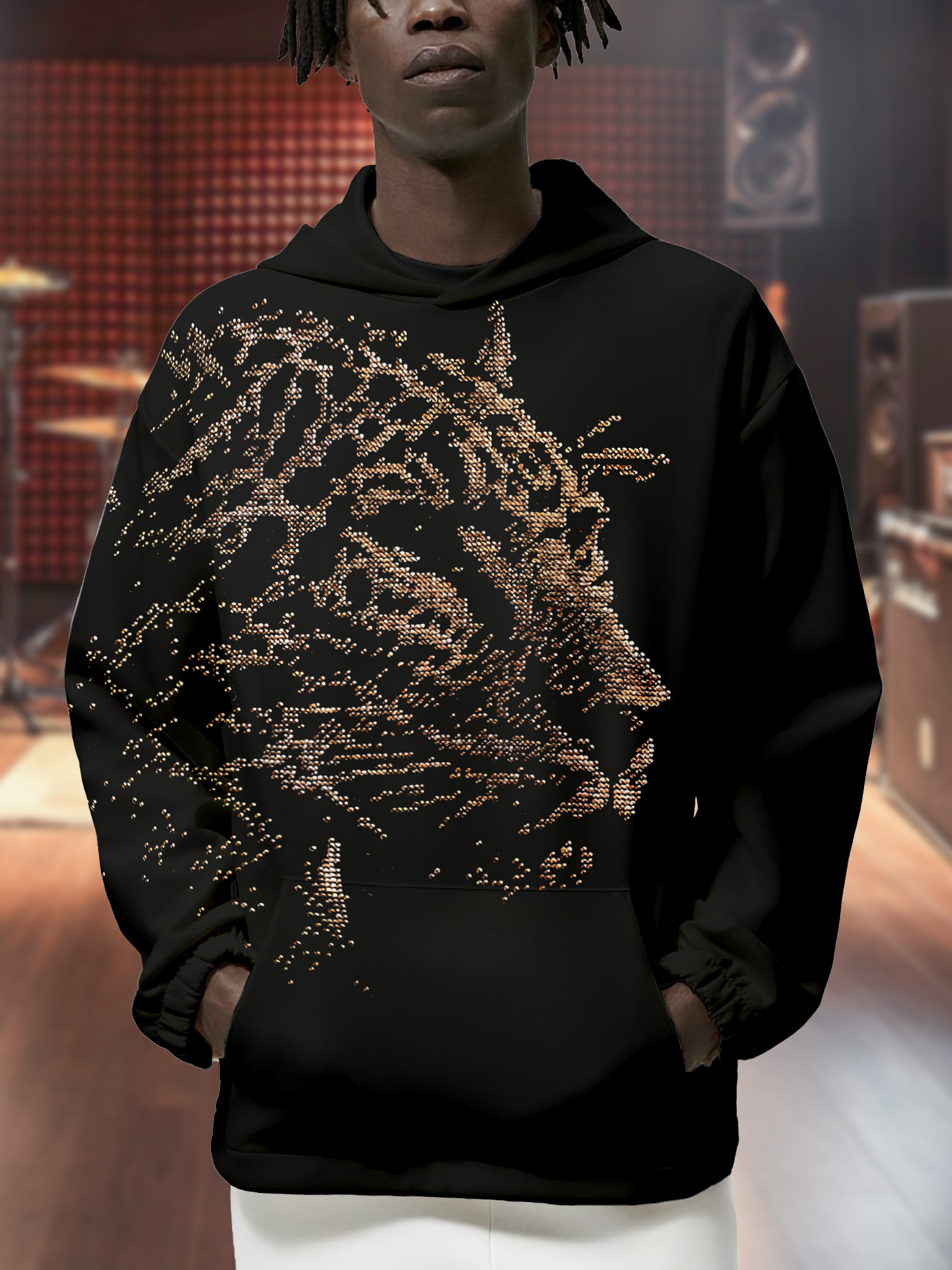 Men's Leopard Print Casual Hoodie-Styleame