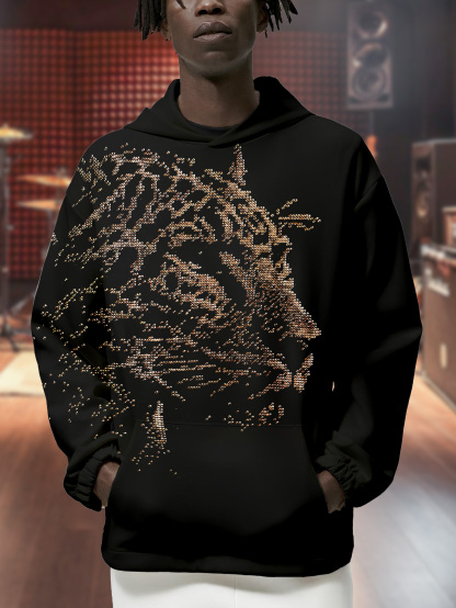 Men's Leopard Print Casual Hoodie-Styleame
