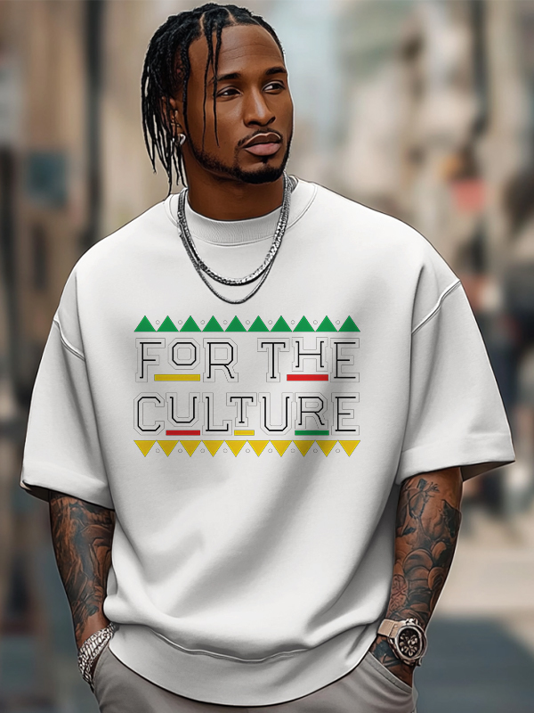 Men's For The Culture Print Cotton Casual T-Shirt-Styleame