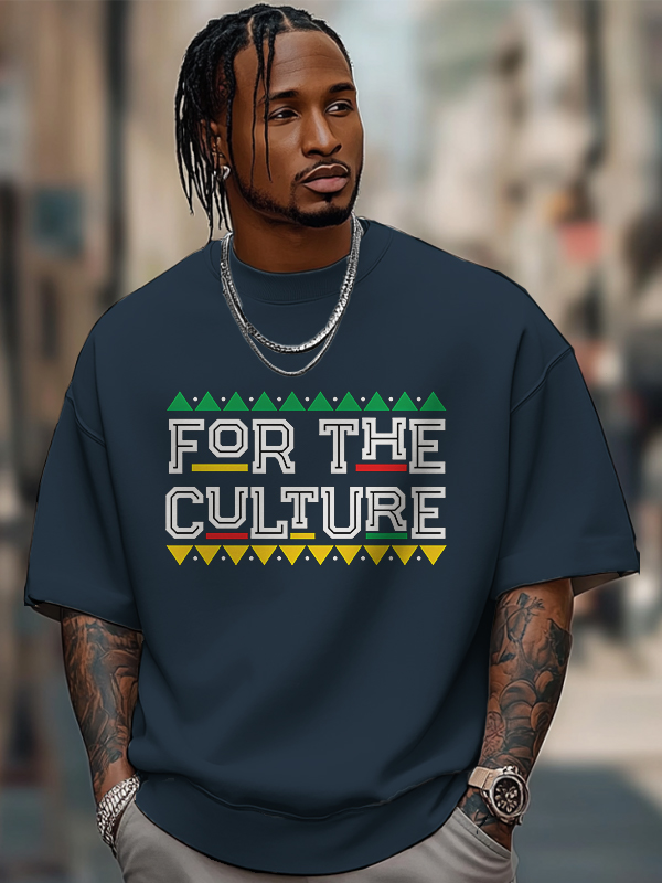 Men's For The Culture Print Cotton Casual T-Shirt-Styleame