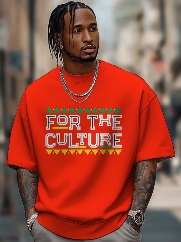 Men's For The Culture Print Cotton Casual T-Shirt-Styleame