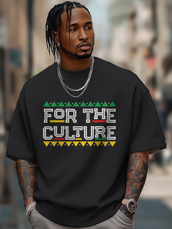 Men's For The Culture Print Cotton Casual T-Shirt-Styleame