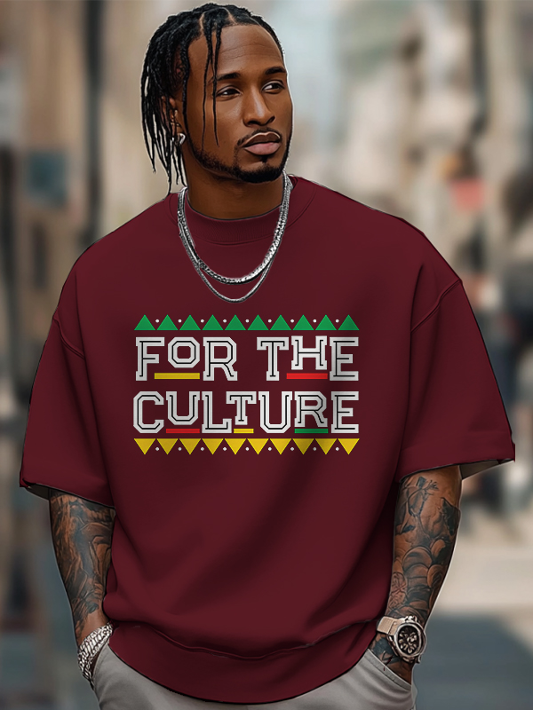 Men's For The Culture Print Cotton Casual T-Shirt-Styleame