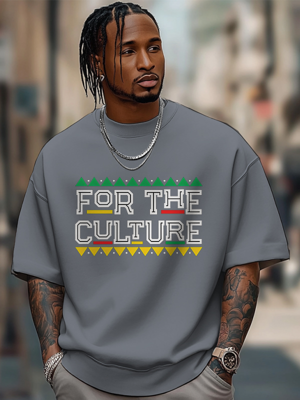 Men's For The Culture Print Cotton Casual T-Shirt-Styleame