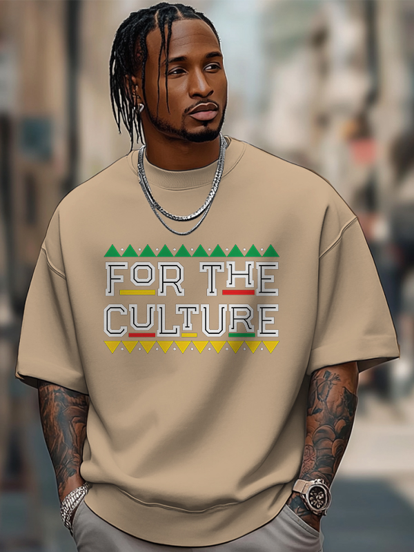 Men's For The Culture Print Cotton Casual T-Shirt-Styleame