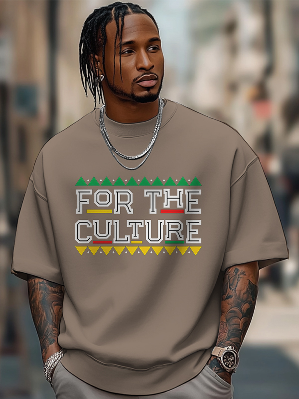 Men's For The Culture Print Cotton Casual T-Shirt-Styleame
