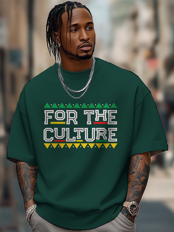 Men's For The Culture Print Cotton Casual T-Shirt-Styleame