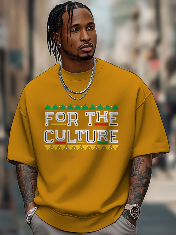 Men's For The Culture Print Cotton Casual T-Shirt-Styleame