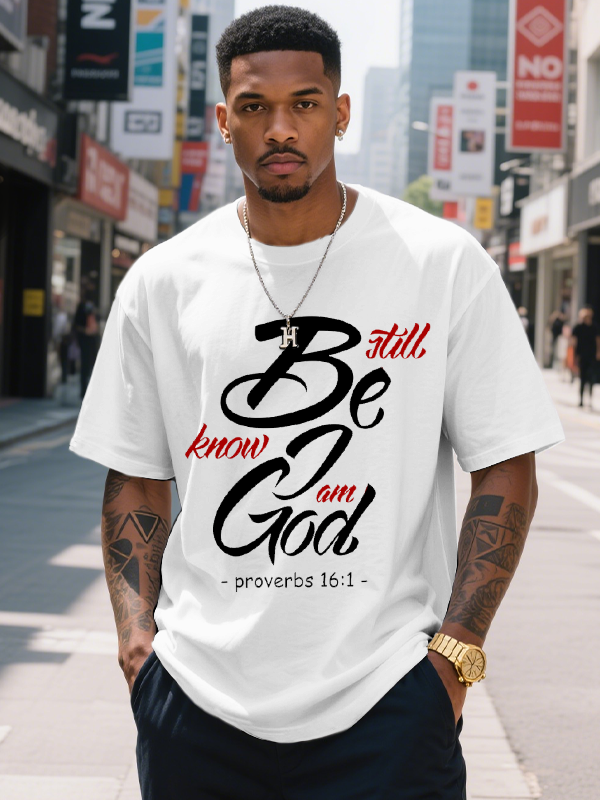 Men's Be God Still Know All Print Cotton Casual T-Shirt-Styleame