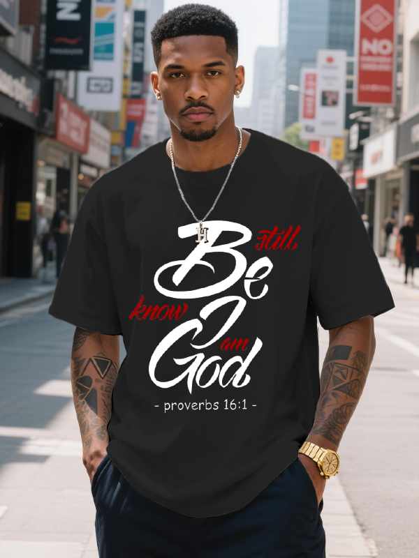 Men's Be God Still Know All Print Cotton Casual T-Shirt-Styleame