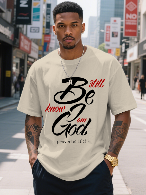 Men's Be God Still Know All Print Cotton Casual T-Shirt-Styleame
