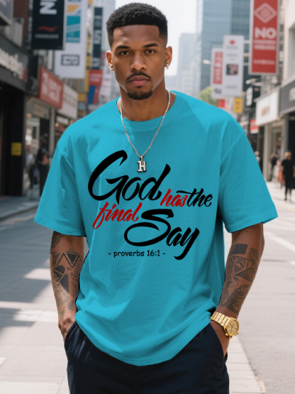 Men's God Has The Final Say Proverbs 16:1 Print Cotton Casual T-Shirt-Styleame