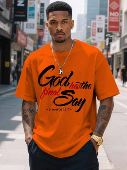 Men's God Has The Final Say Proverbs 16:1 Print Cotton Casual T-Shirt-Styleame