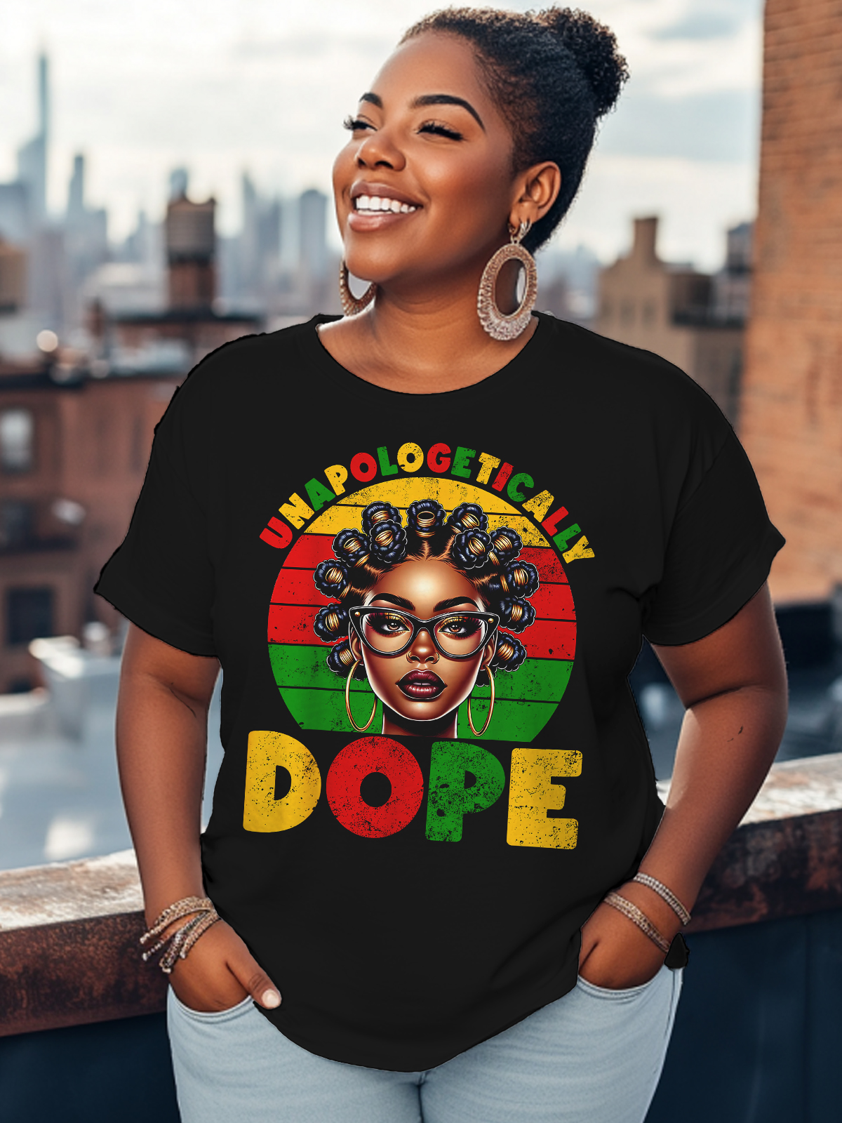 Women's Unapologetically Dope Art Print Casual T-Shirt-Styleame