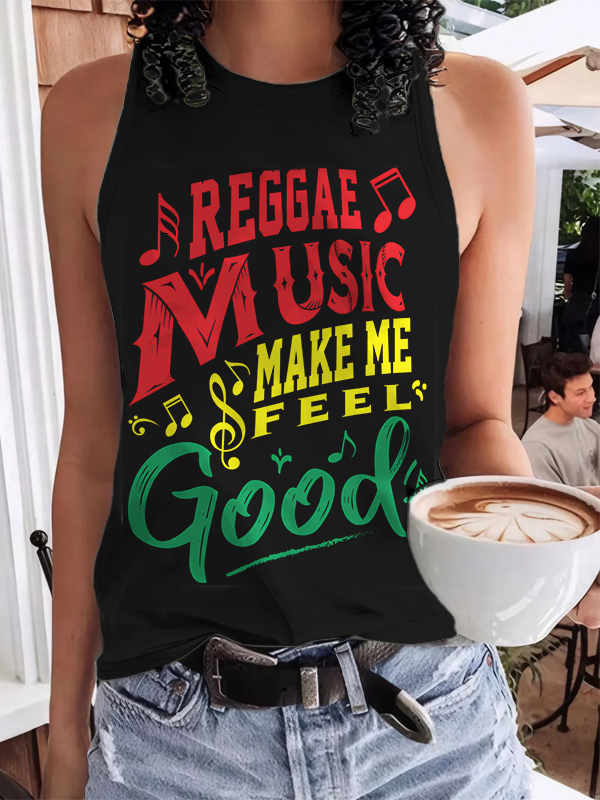 Women's Reggae Music Make Me Feel Good Print Casual Tank Top-Styleame