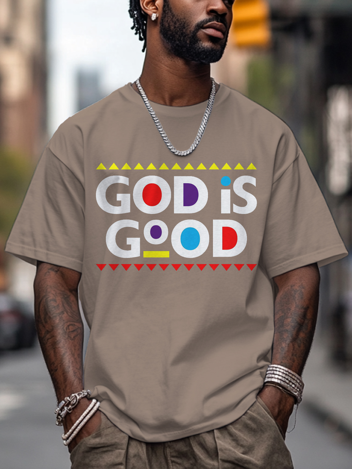 Men's God Is Good Print Cotton Casual T-Shirt-Styleame