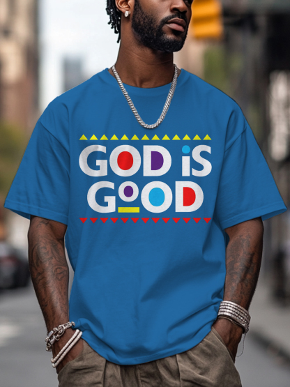 Men's God Is Good Print Cotton Casual T-Shirt-Styleame