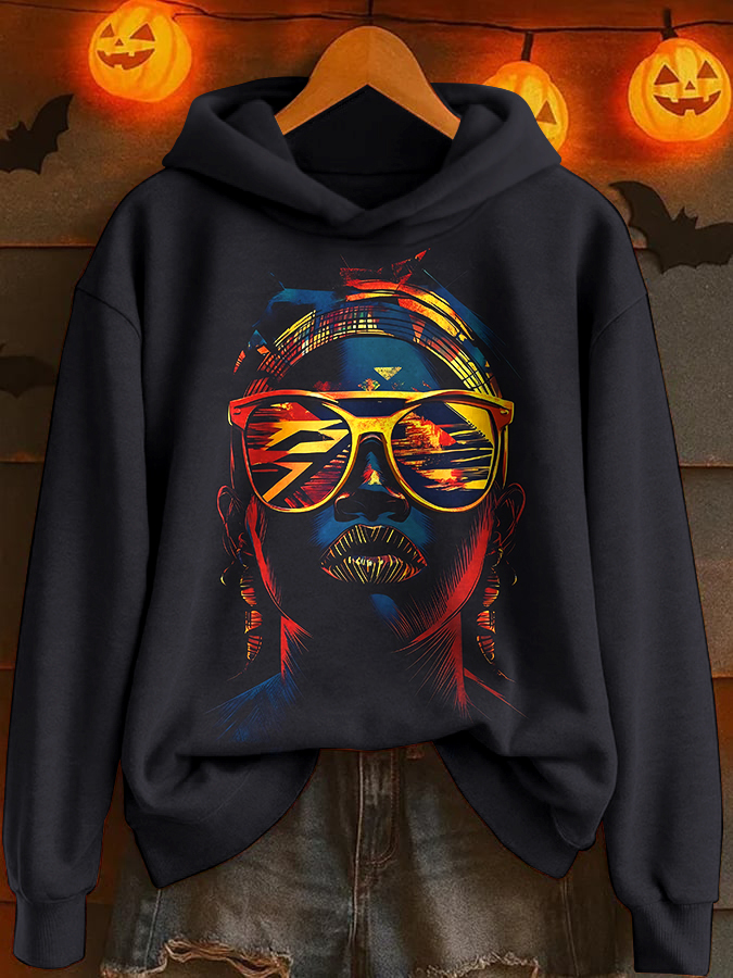 Women's Cool Black Woman Art Print Hooded Sweatshirt-Styleame