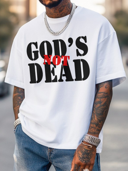Men's God's Not Dead Print Cotton Casual T-Shirt-Styleame